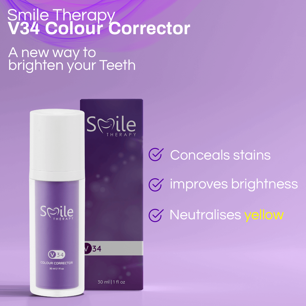 V34 Colour Corrector Serum | Purple Teeth Whitening Toothpaste DP2