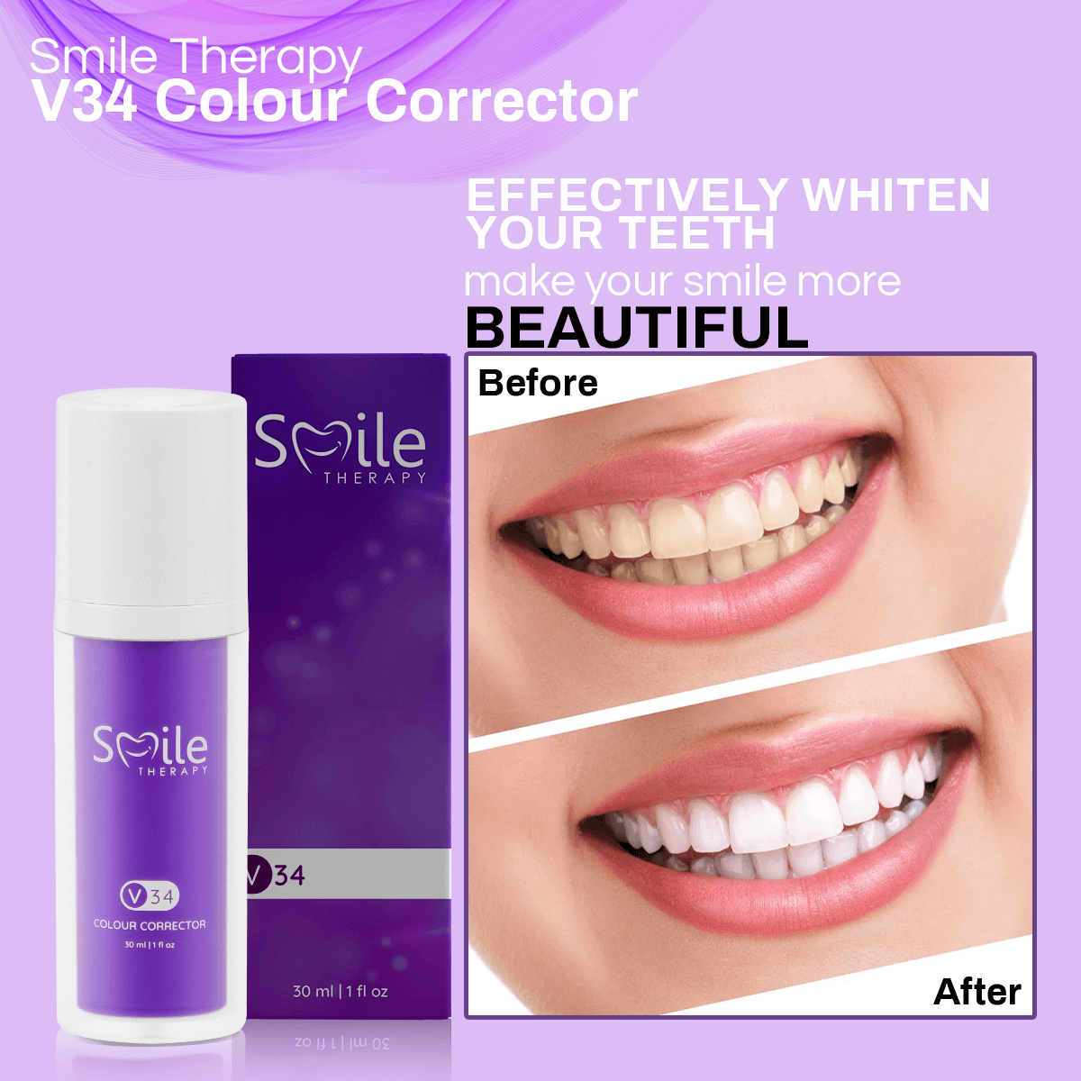 V34 Colour Corrector Serum | Purple Teeth Whitening Toothpaste DP2