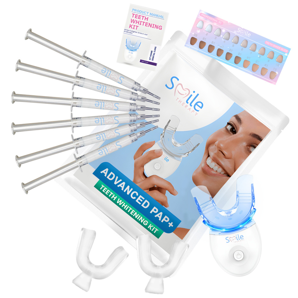 Professional Teeth Whitening Kit with LED Light - Fast Results, Safe for Home Use, Includes Gel & Tray DP7